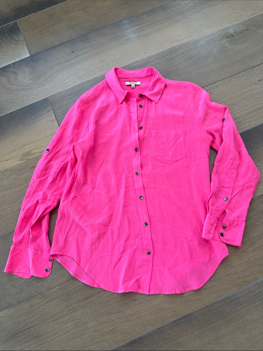 Madewell Bright Pink Long-Sleeve Button-Down Shirt
